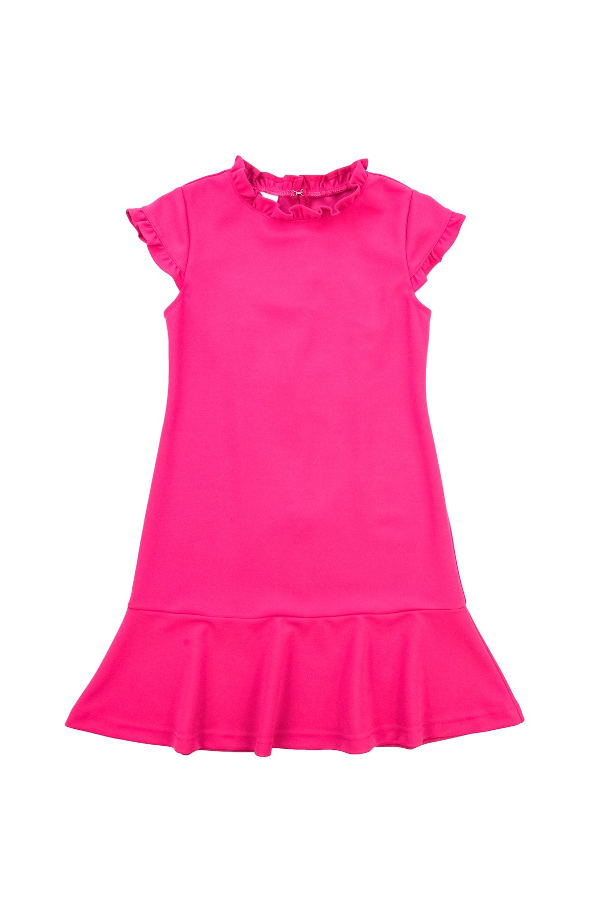 Florence Eiseman Pink Techno Knit Dress w Ruffles