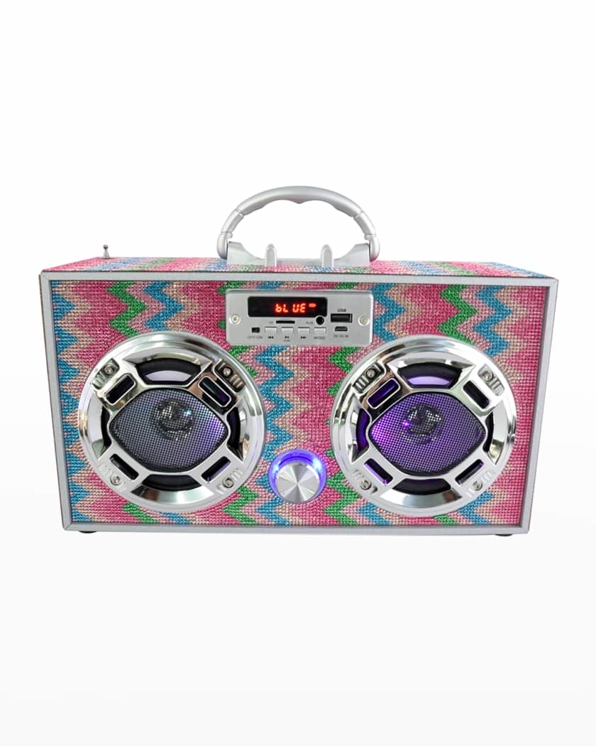 Wireless Express Chevron Bling Retro Bluetooth Boombox