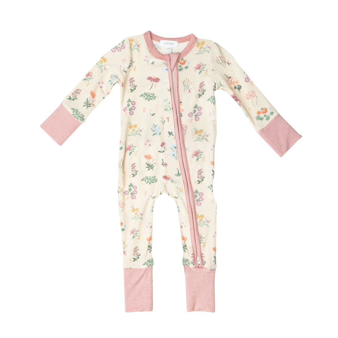 Angel Dear ABC Florals Ruffle Zip Romper