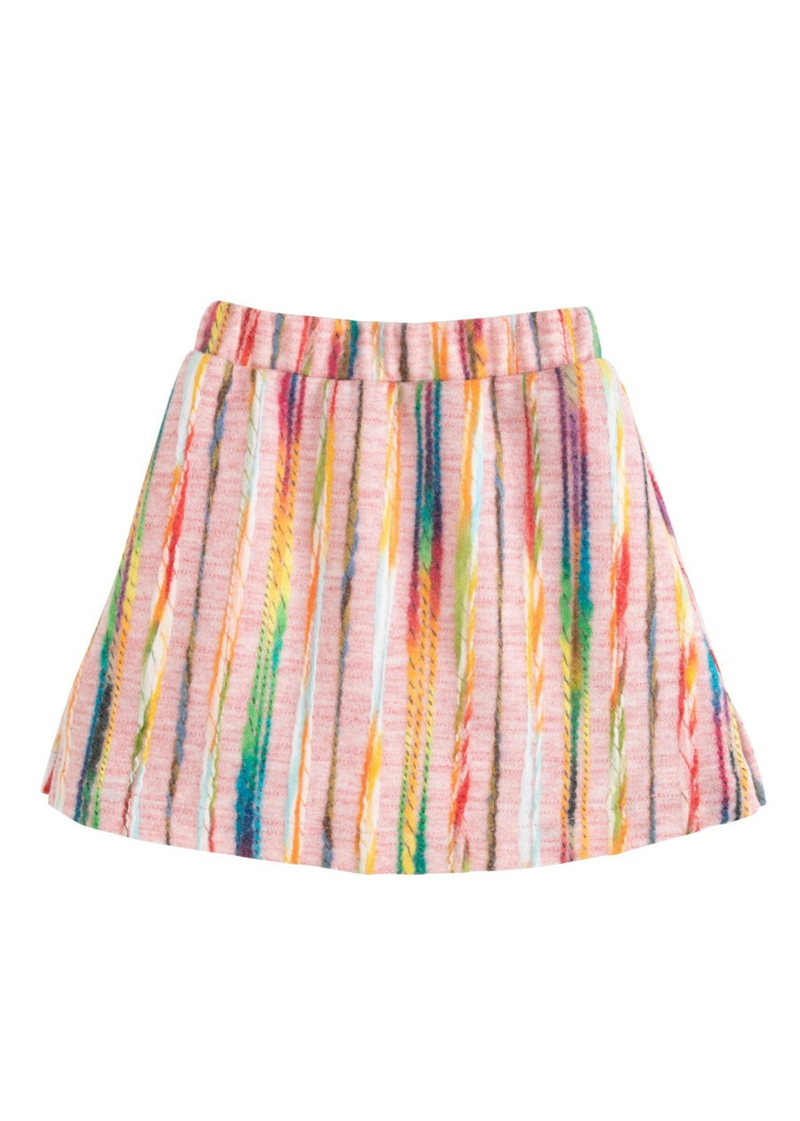 Bisby Pink Multi Stripe Wool Miniskirt