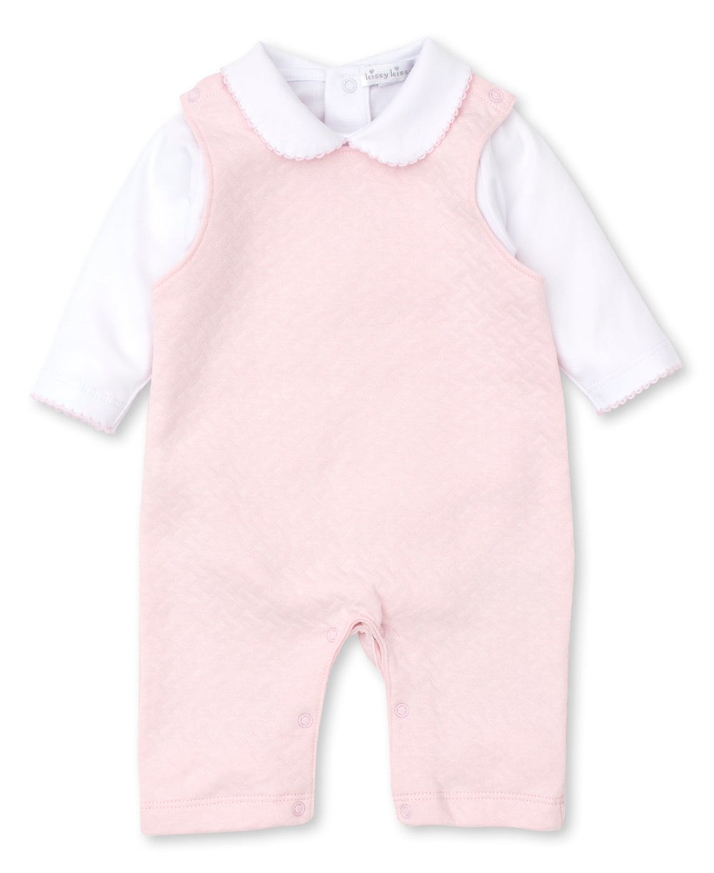 Kissy Kissy Pink Jacquard Overall Set