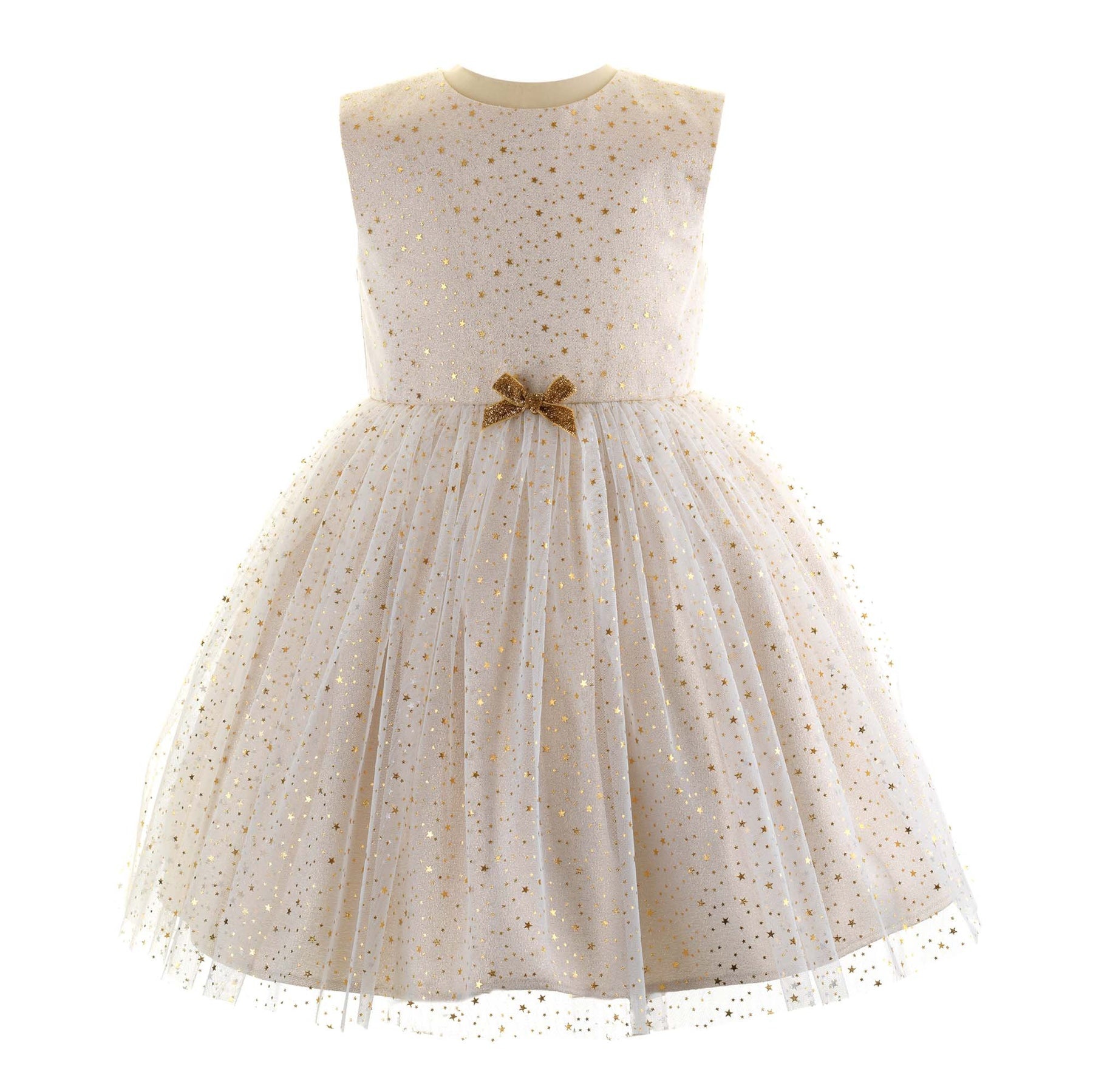 Rachel Riley Gold/Ivory Sparkle Star Tulle Dress Rachel Riley Gold/Ivory Sparkle Star Tulle Dress