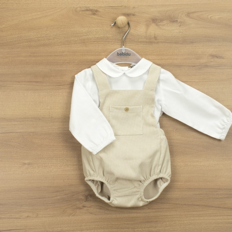 Babidu White/Camel Noa Romper Set Babidu White/Camel Noa Romper Set