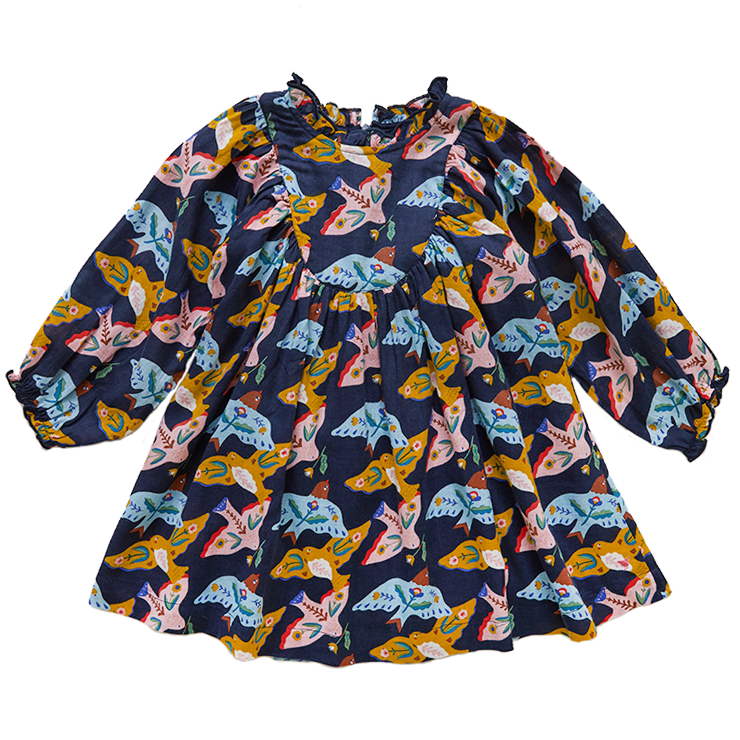 Pink Chicken Folk Bird Brayden Dress Pink Chicken Folk Bird Brayden Dress