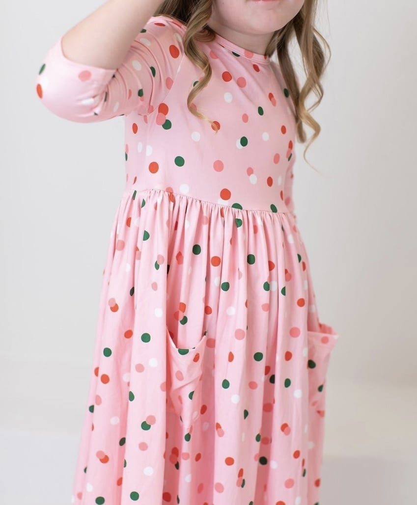 Mila & Rose Dots of Color 3/4 Sleeve Twirl Dress