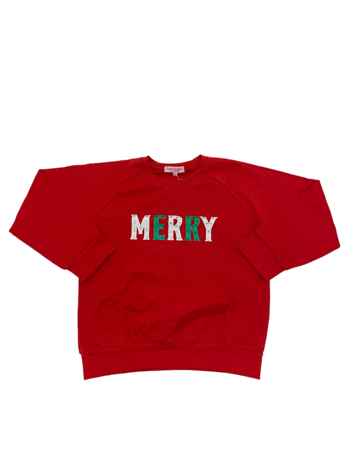 Haven Girl Red Merry Sweatshirt