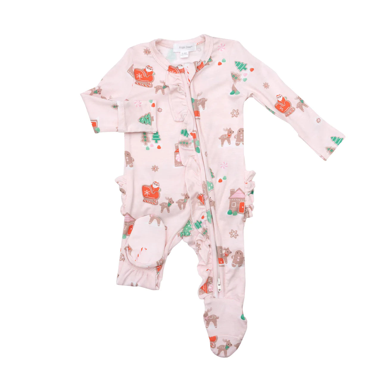 Angel Dear Pink Gingerbread Sleigh Zip Footie Angel Dear Pink Gingerbread Sleigh Zip Footie