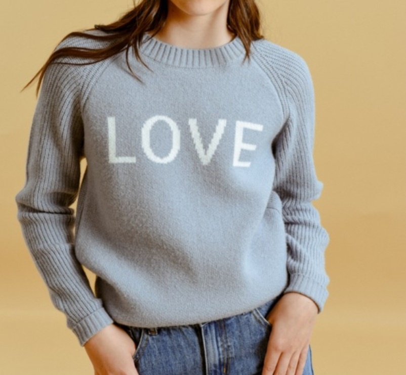 Mini Molly Ice Blue Love Sweater