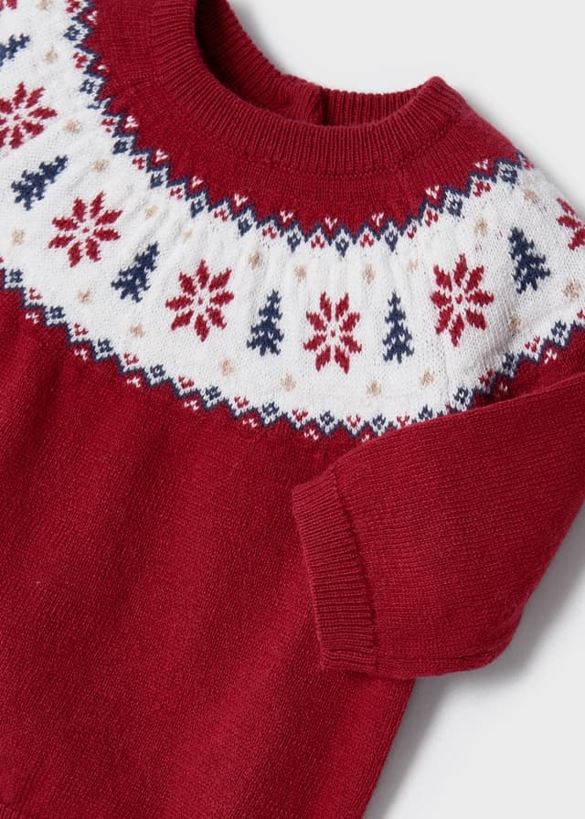 Mayoral Red Jacquard Sweater