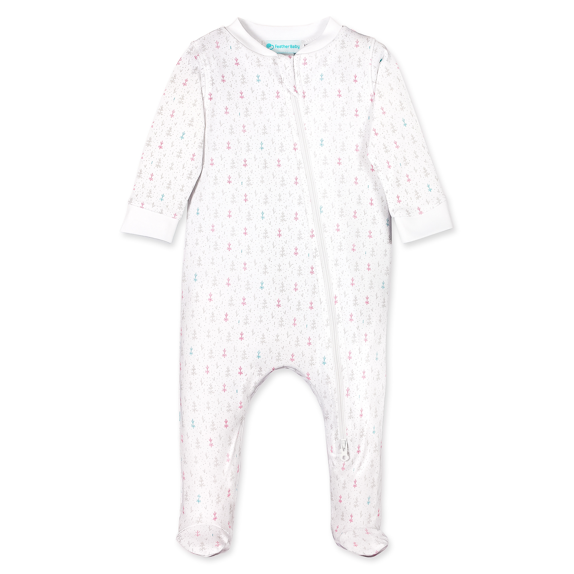 Feather Baby Pine Saplings Zip Footie
