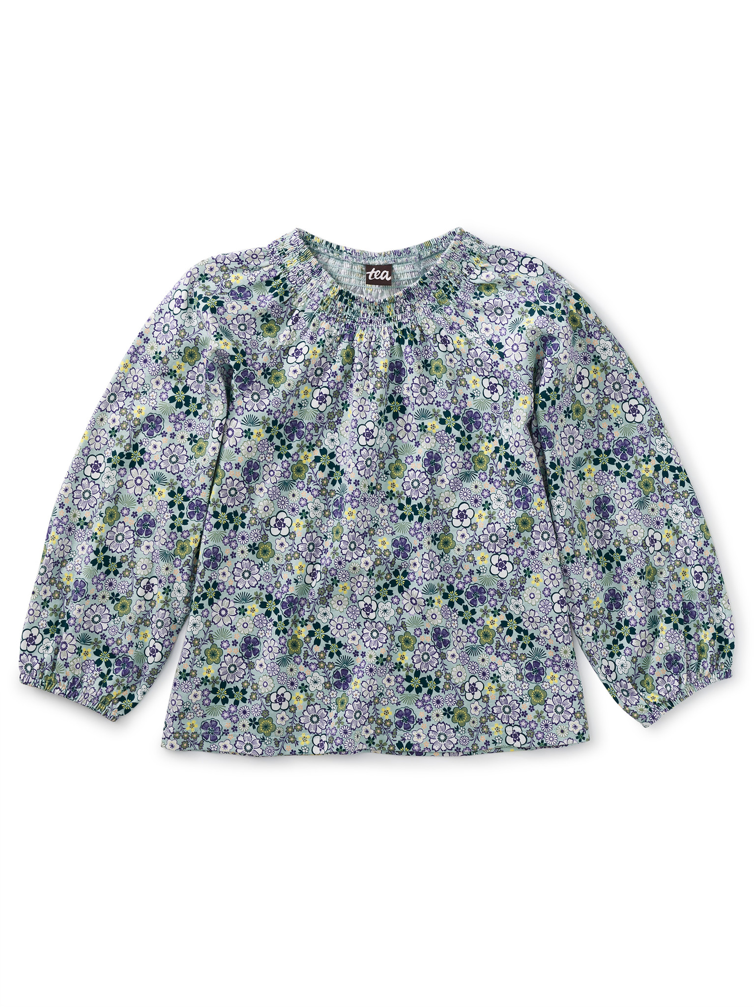 Tea Collection Green Sakura Floral Smocked Top Tea Collection Green Sakura Floral Smocked Top