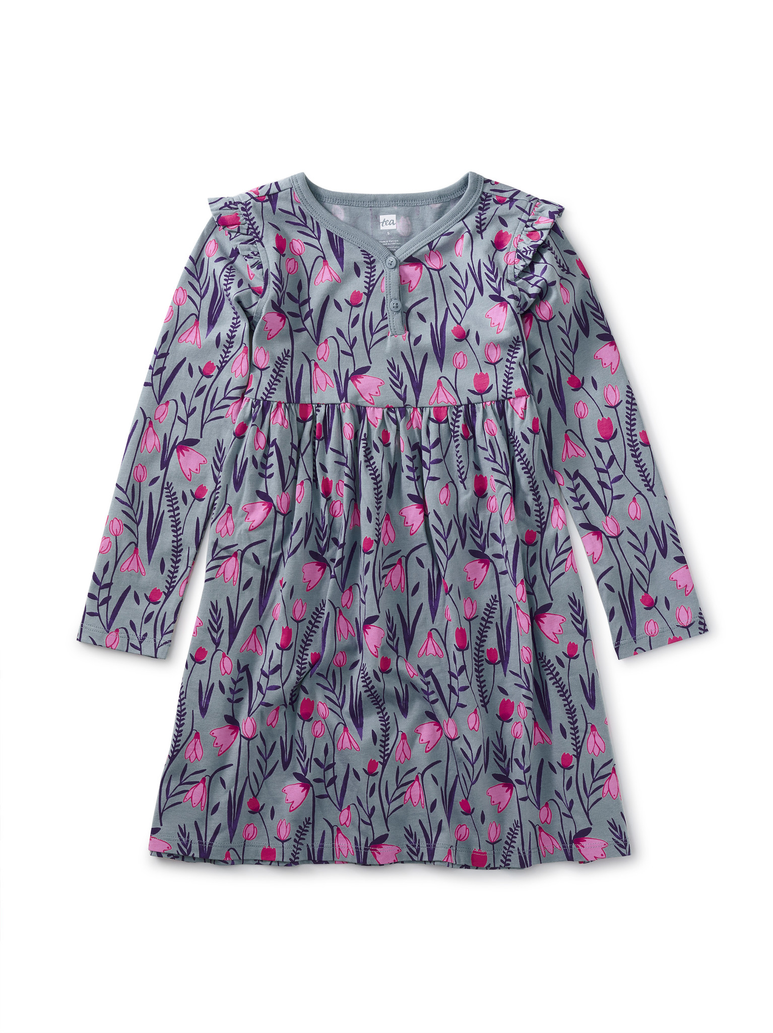 Tea Collection Snowdrop Floral Henley Twirl Dress Tea Collection Snowdrop Floral Henley Twirl Dress
