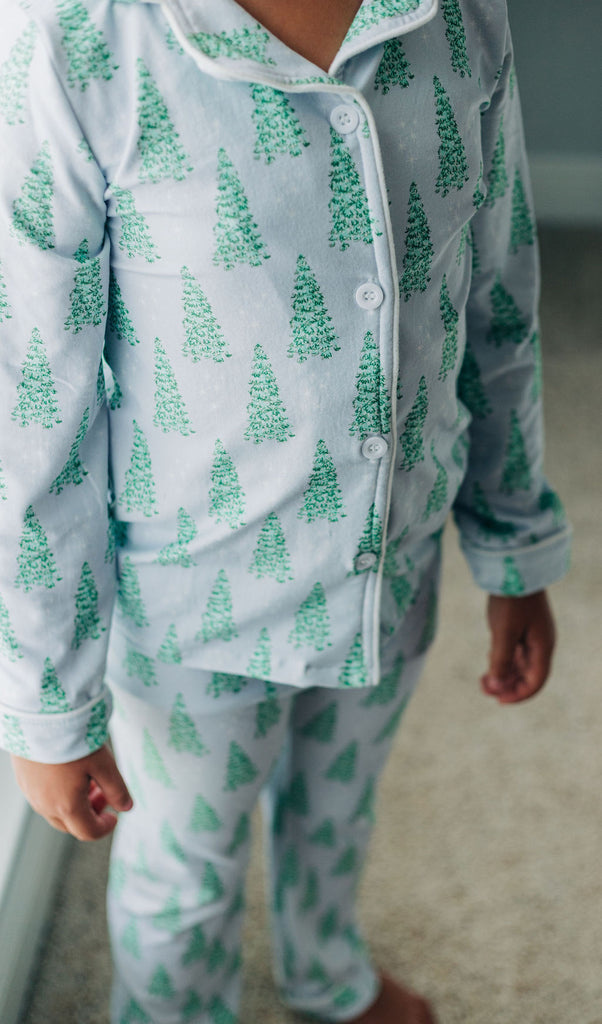 Sugar Bee Clothing Blue Christmas Tree Pajamas