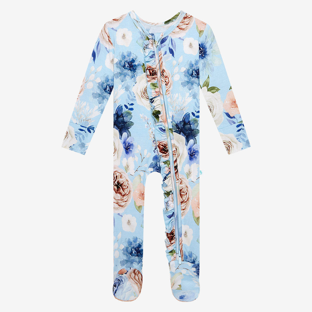 Posh Peanut Frostine Ruffled Zip Footie