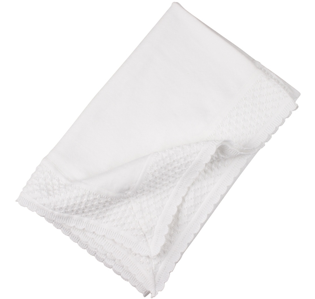 Feltman Brothers White Special Occasion Knit Blanket