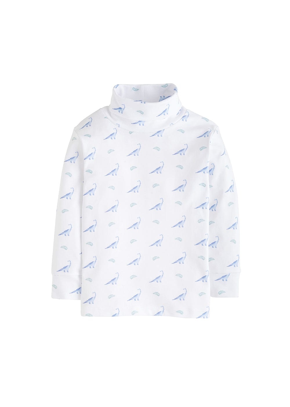 Little English Blue Dinosaur Printed Turtleneck