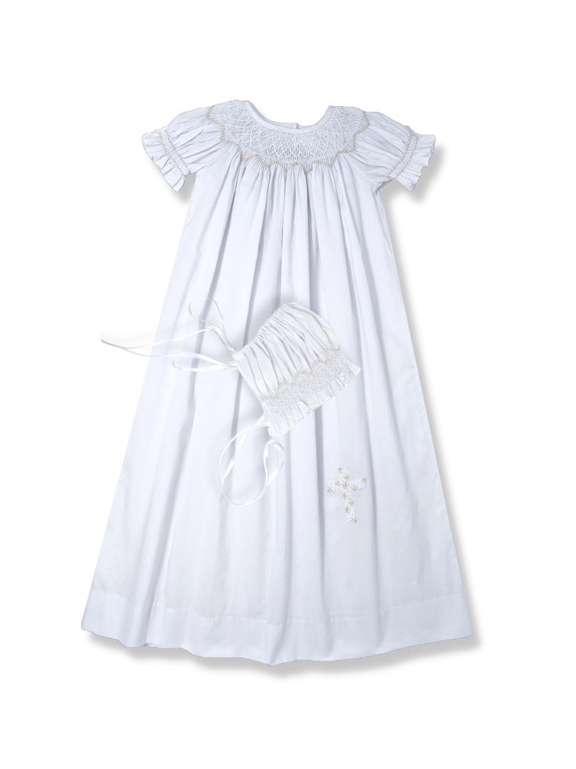 Lullaby Set White Cross Rosebud Daygown Lullaby Set White Cross Rosebud Daygown