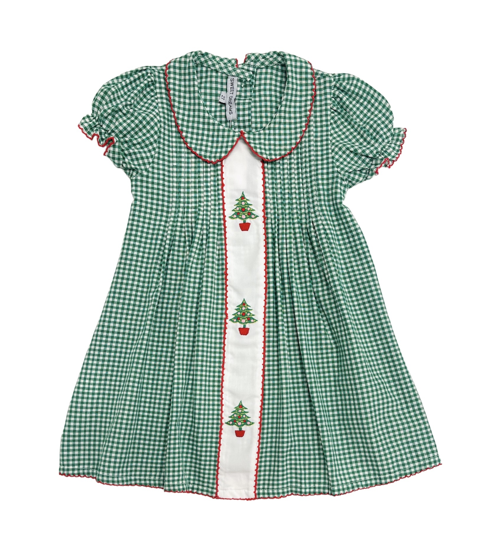 Sweet Dreams Green Gingham Christmas Tree Dress