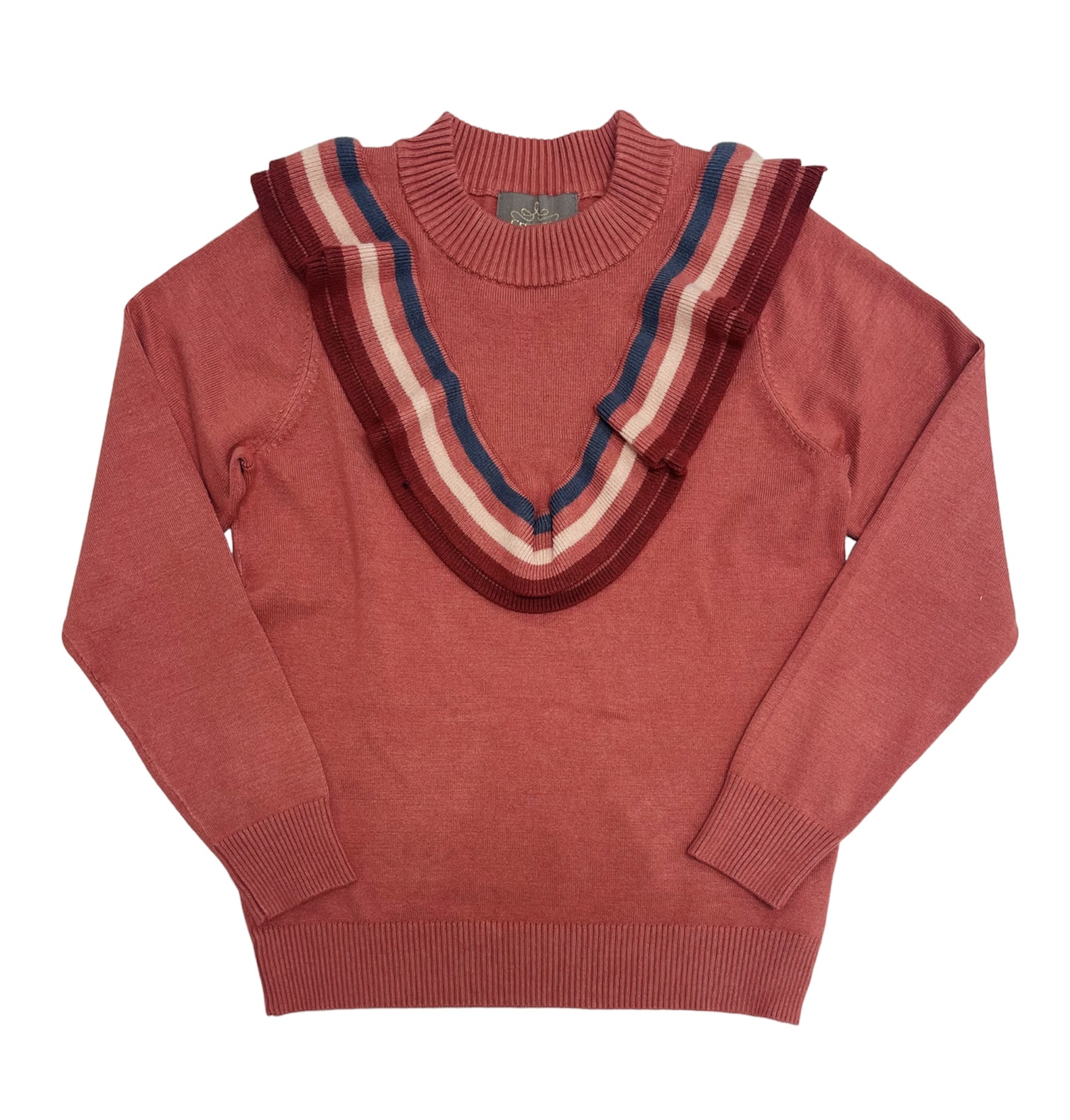 Creamie Dusty Cedar Ruffle Pullover