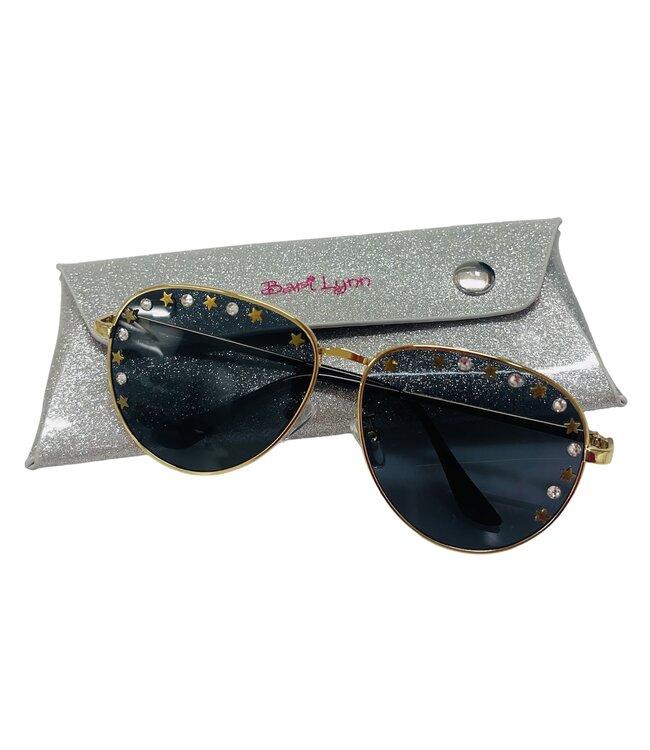 Gold Studded Aviator Sunglasses