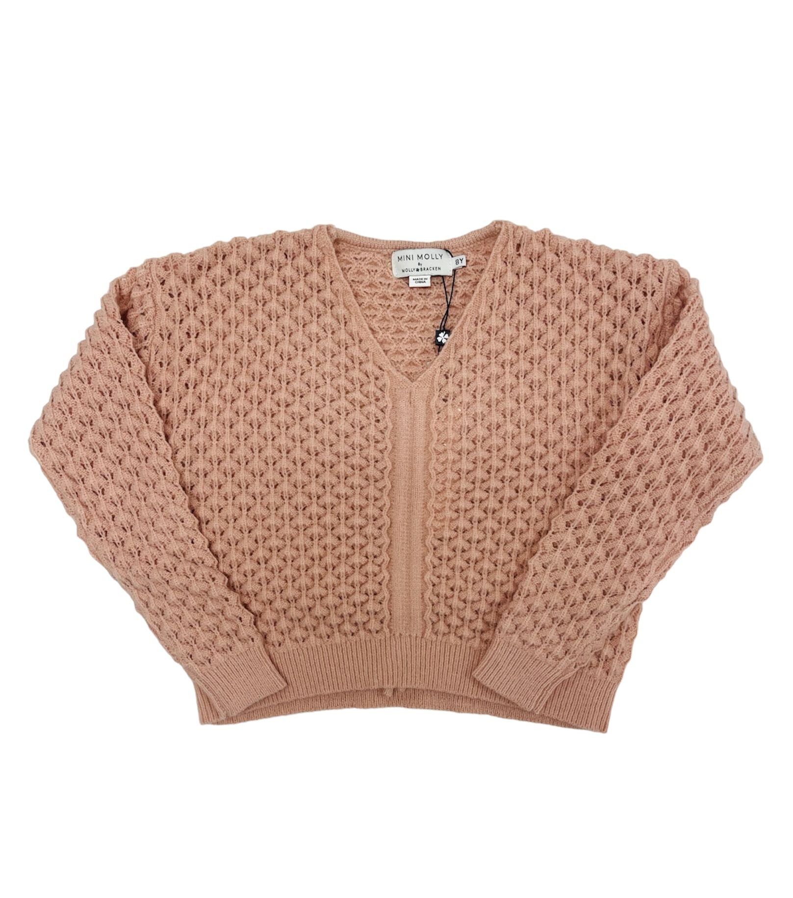 Mini Molly Light Pink Popcorn Knit Sweater