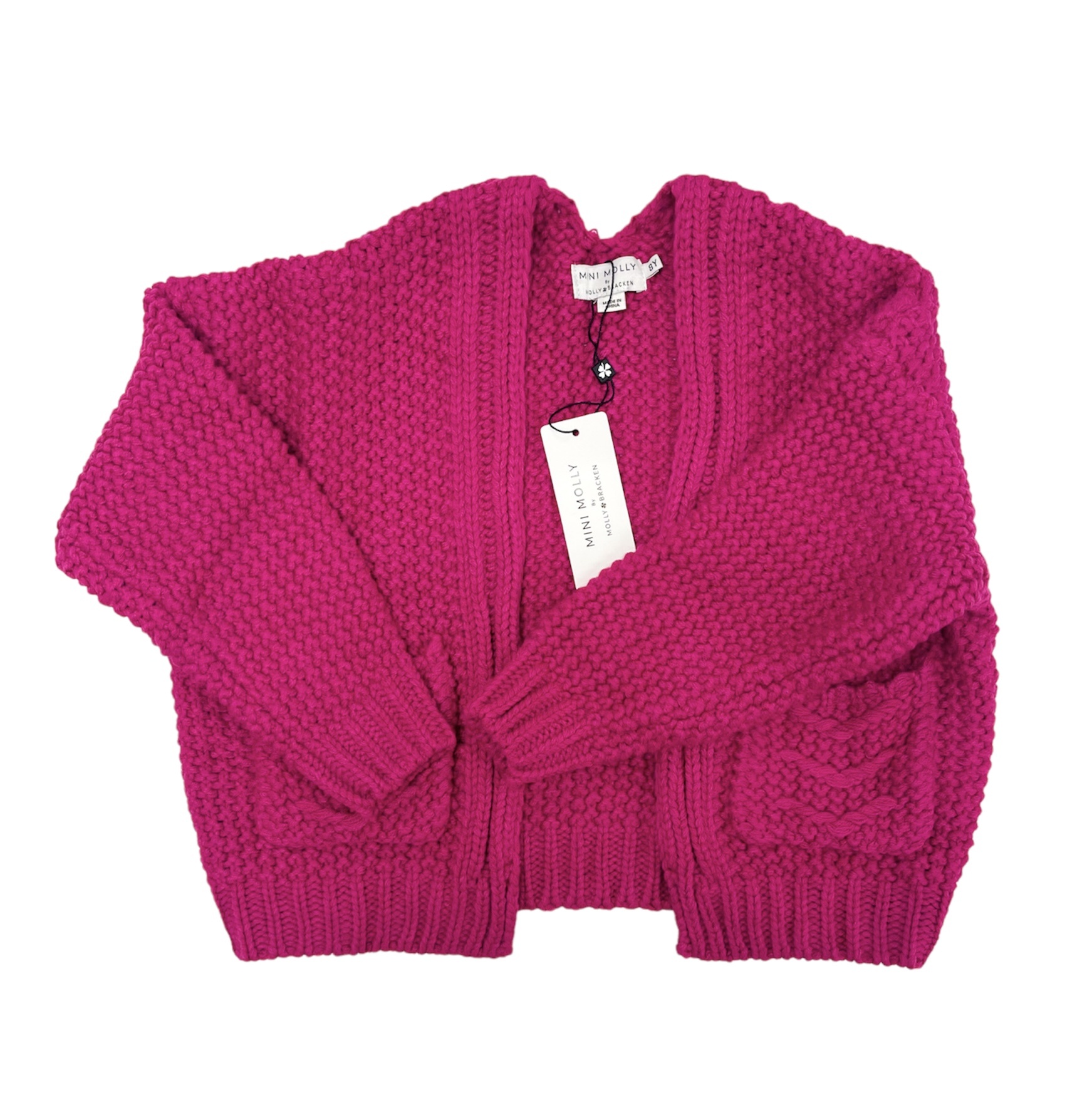 Mini Molly Fuchsia Pineapple Knit Cardigan