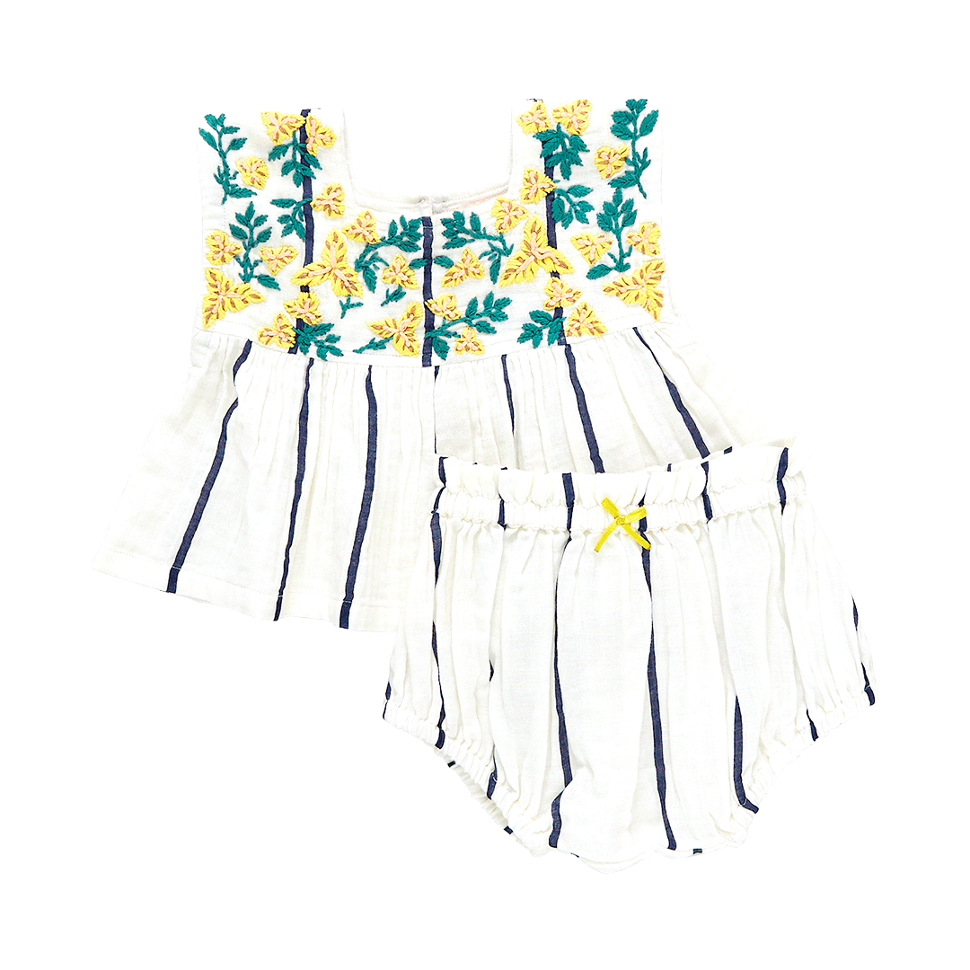 Pink Chicken Baby Jaipur Blue/White Stripe Set