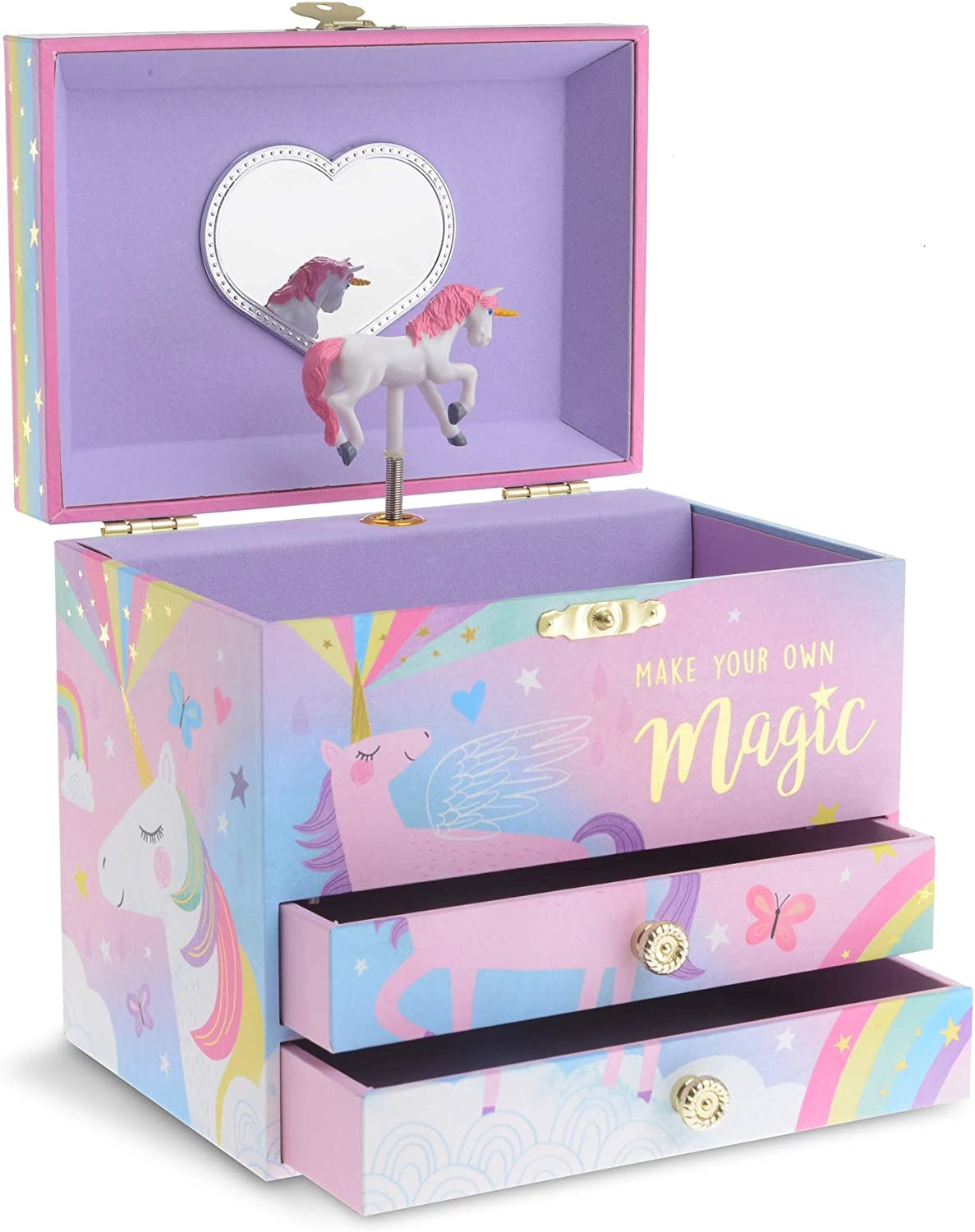 Jewelkeeper Square Unicorn Beautiful Dreams Jewelry Box