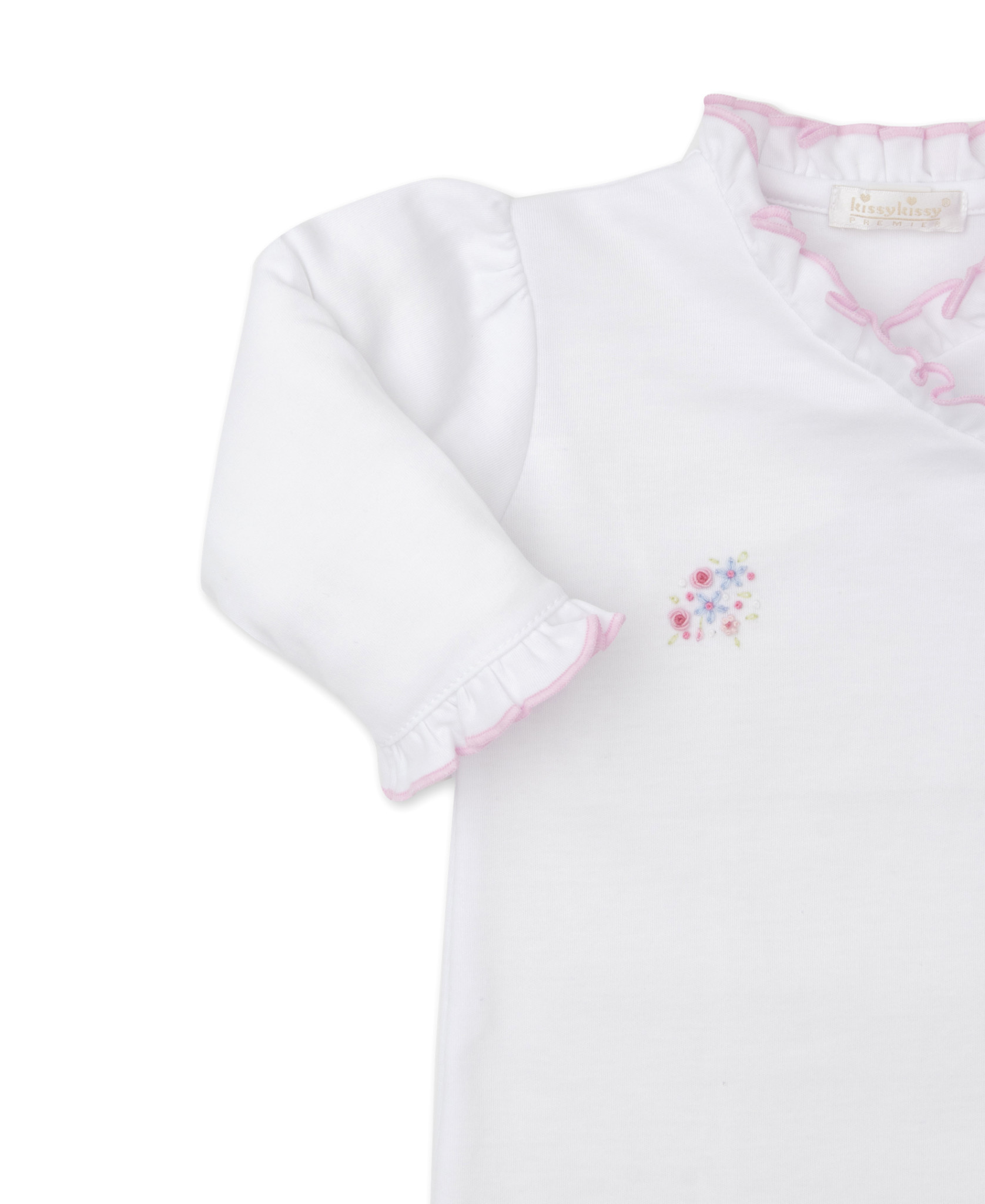 Kissy Kissy Hand Embroidered Floral Footie