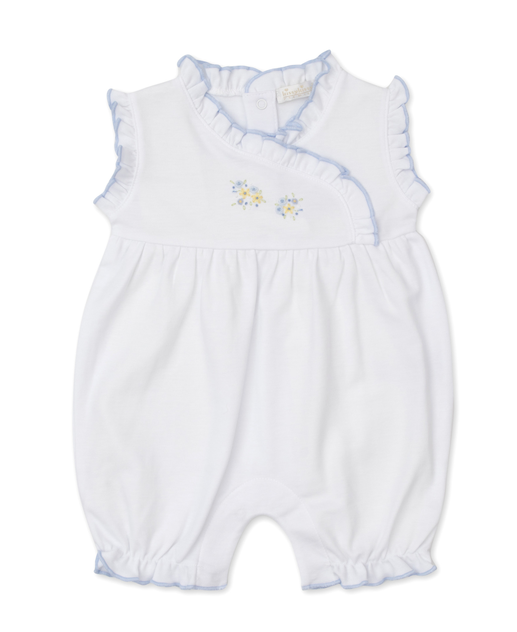 Kissy Kissy White/Blue Hand Embroidered Sleeveless Playsuit