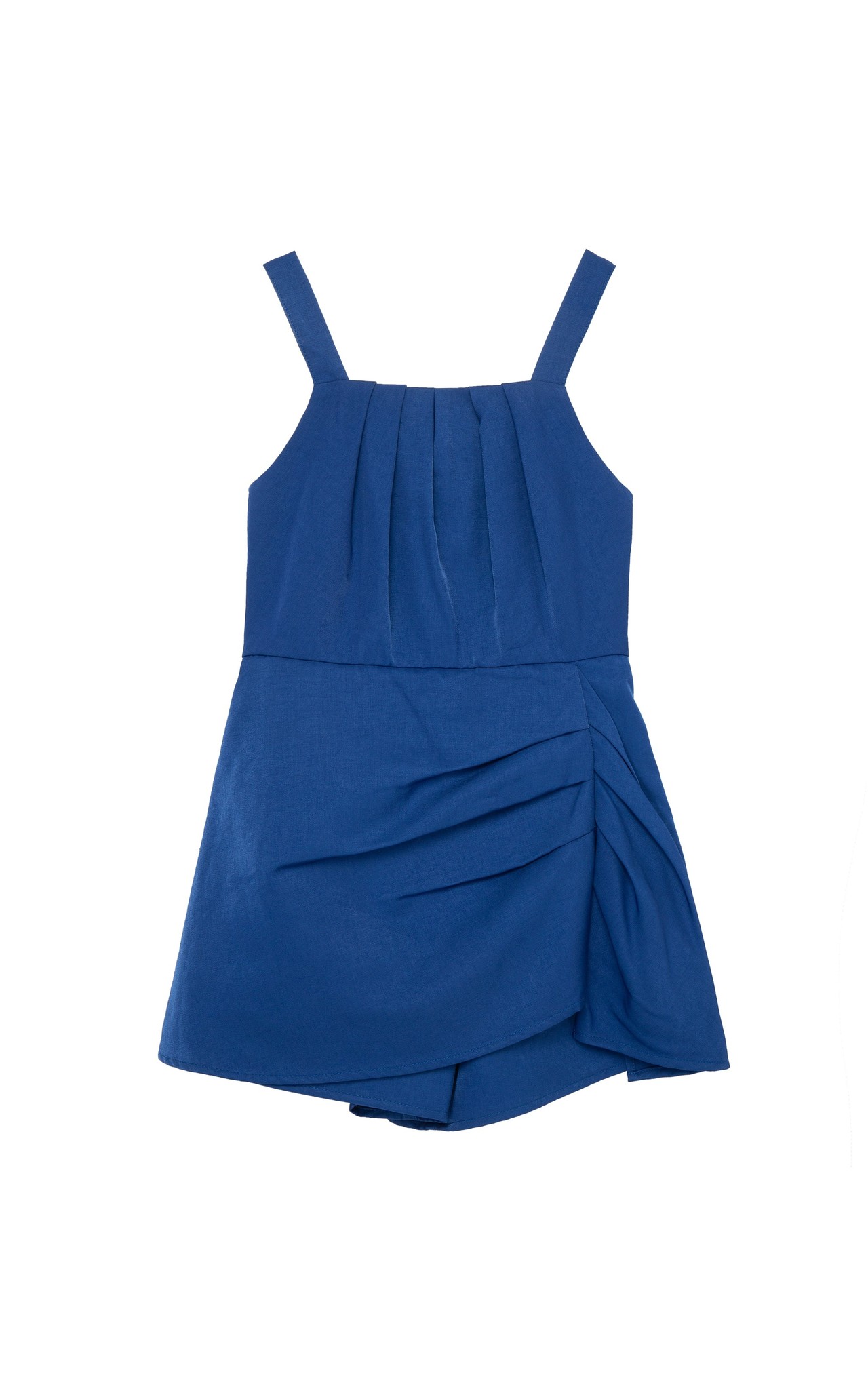 Habitual Blue Gathered Mock Wrap Romper Habitual Blue Gathered Mock Wrap Romper