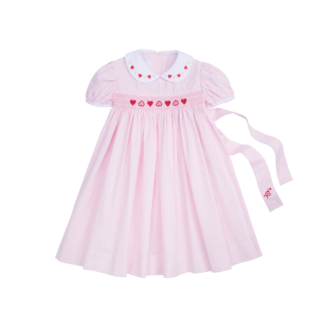 Little English Hearts Smocked Peter Pan Dress Little English Hearts Smocked Peter Pan Dress