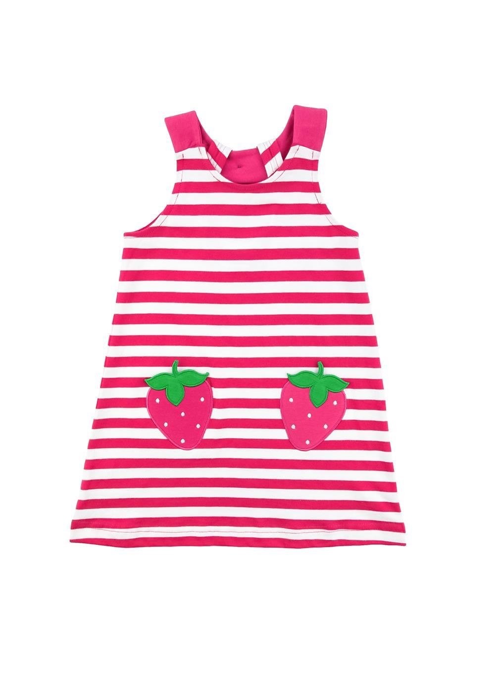 Florence Eiseman Stripe Knit Dress w Strawberry Pockets
