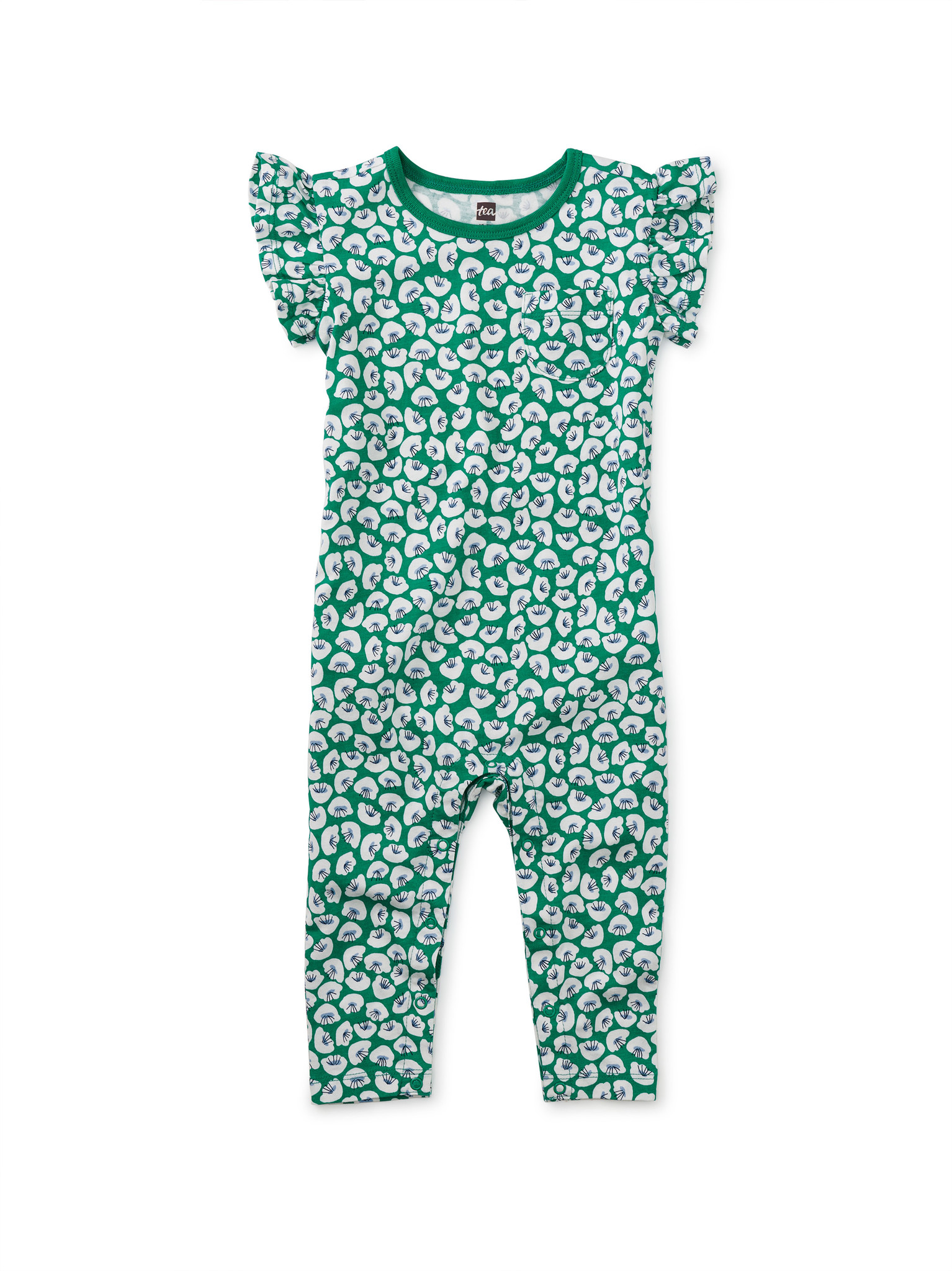 Tea Collection Rolling Floral Ruffle Sleeve Romper