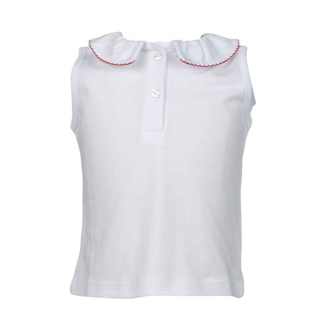 the proper peony Red Trim Pima Sleeveless Top