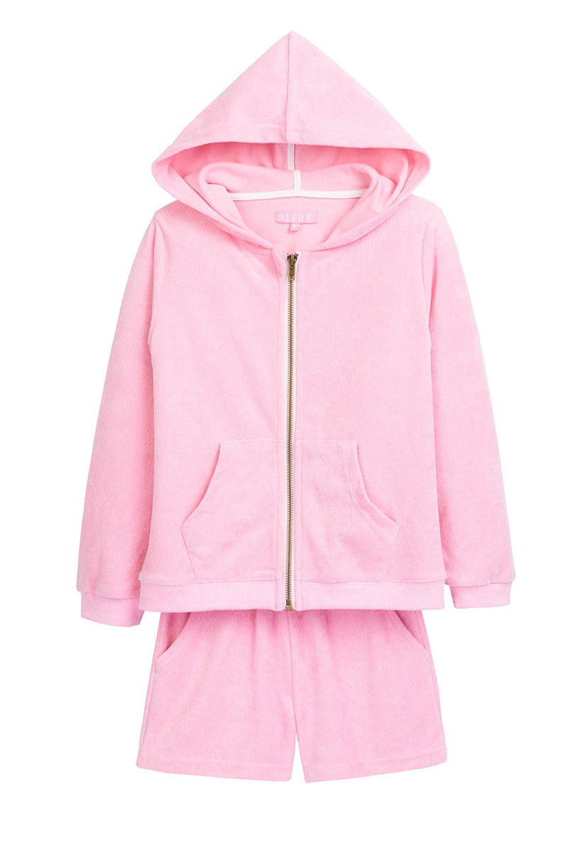 Bisby Pink Terry Hoodie Short Set