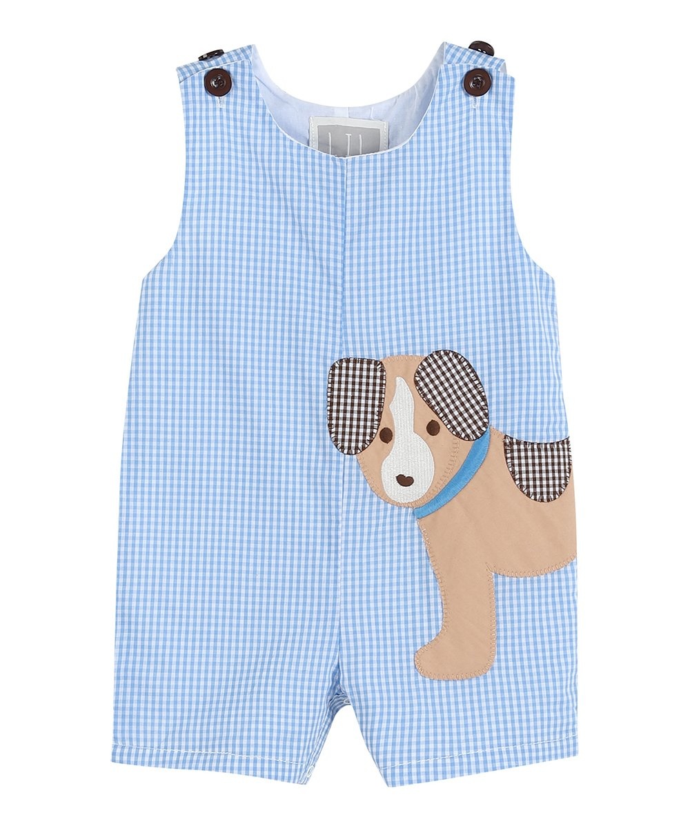 Lil Cactus Blue Gingham Puppy Shortall Lil Cactus Blue Gingham Puppy Shortall