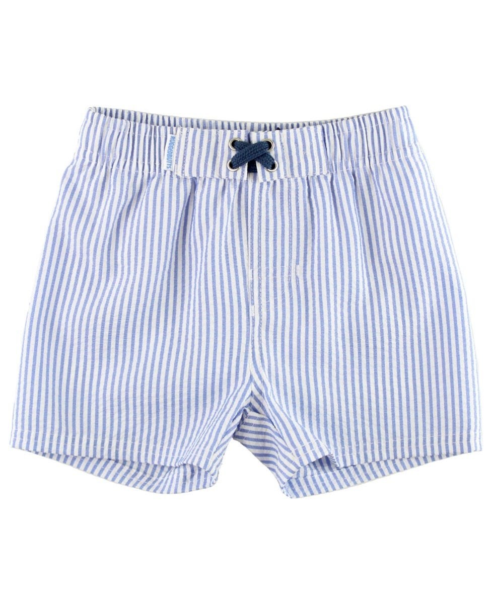 Ruffle Butts Periwinkle Seersucker Swim Trunks