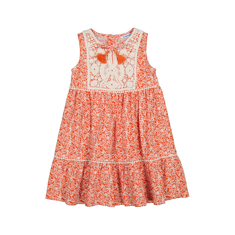 Mayoral Orange Crochet Trim Dress