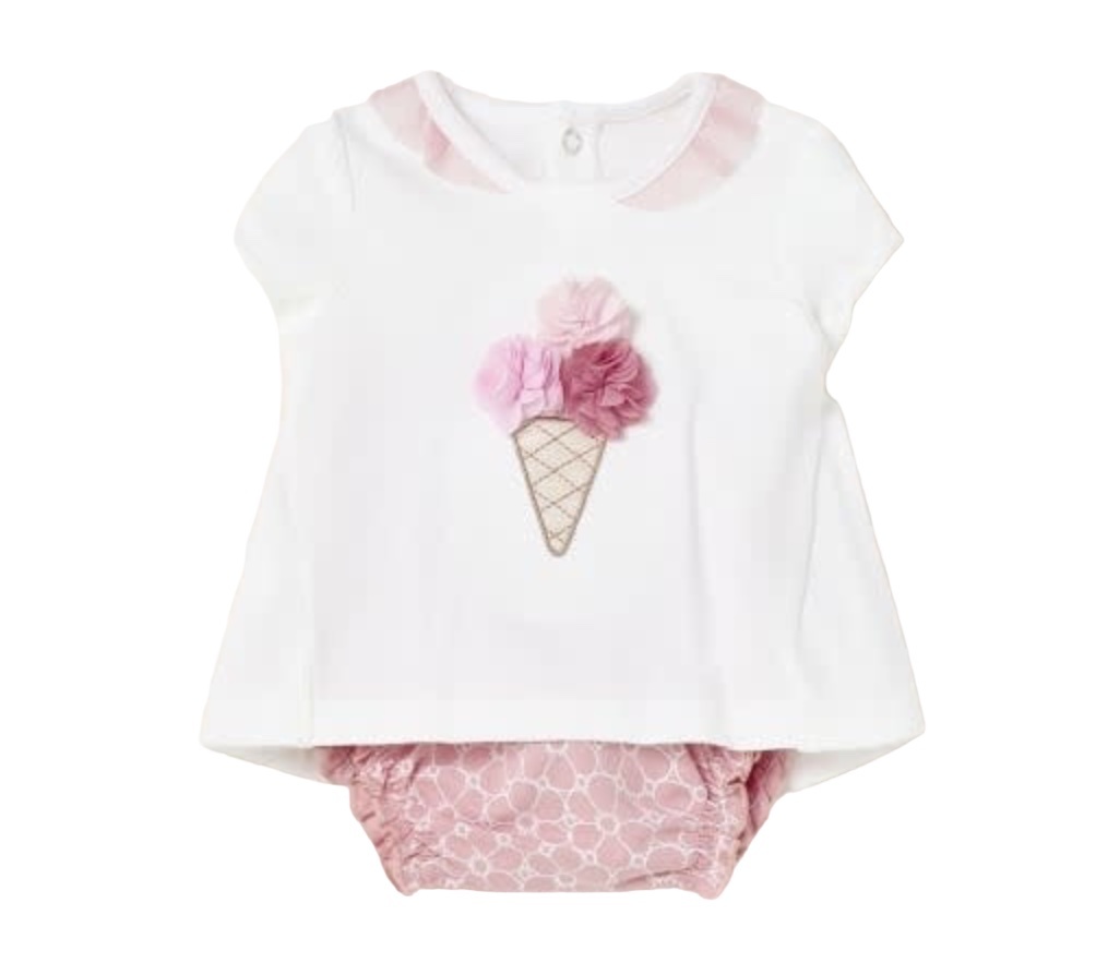 Mayoral Blush Ice Cream Bloomer Set