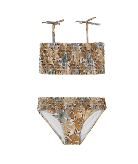 Rylee & Cru Safari Floral Smocked Bikini