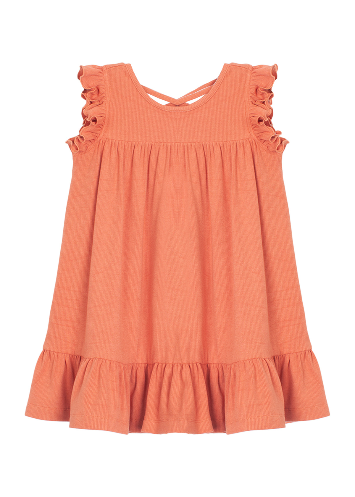 Mabel and Honey Orange Vienna Ribbed Dress