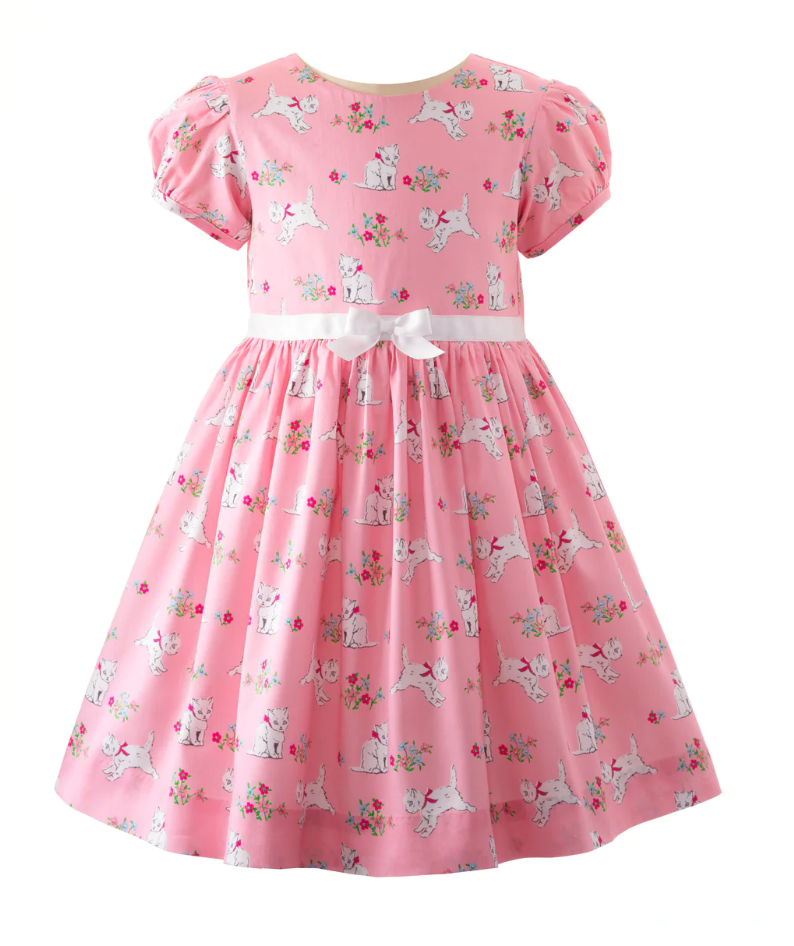 Rachel Riley Pink Kitten Floral Dress