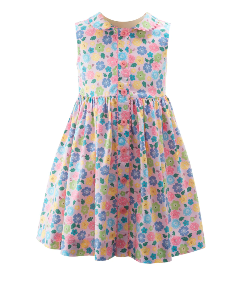 Rachel Riley Lilac Hibiscus Button Front Dress Rachel Riley Lilac Hibiscus Button Front Dress