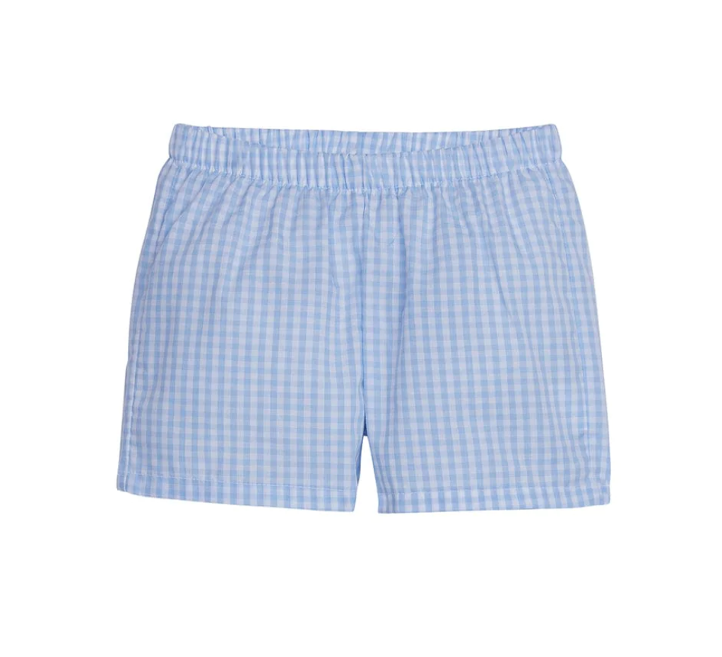 Little English Airy Blue Plaid Short