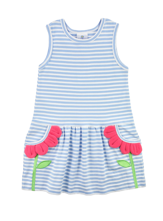 Florence Eiseman Stripe Knit Dress w Flower Petal Pockets Florence Eiseman Stripe Knit Dress w Flower Petal Pockets
