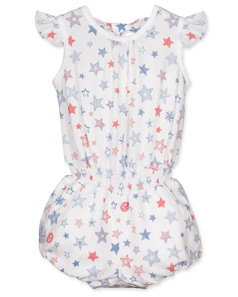 Feather Baby Stars Stripes Tie Romper