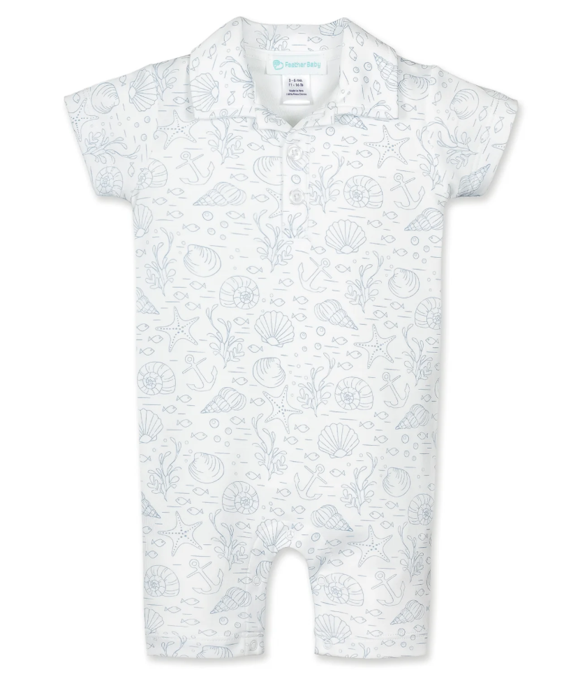 Feather Baby Seashells Collared Romper