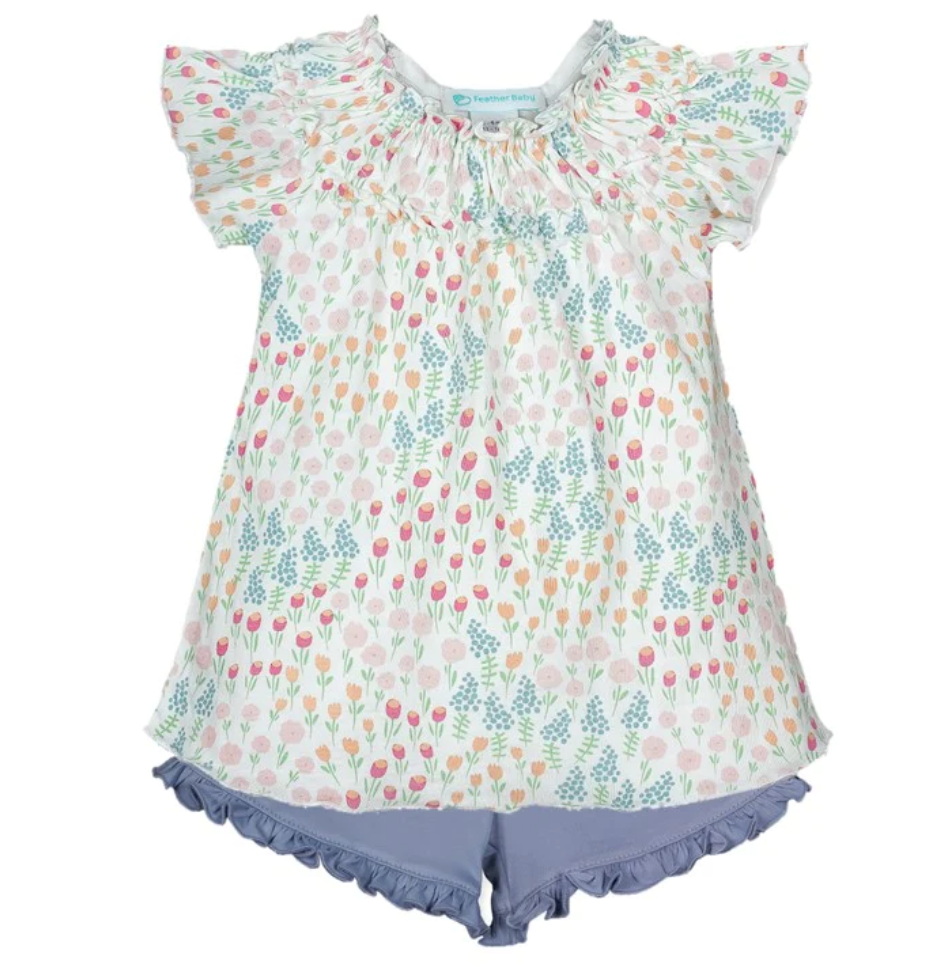 Feather Baby Katie Floral Ruched Tunic Set