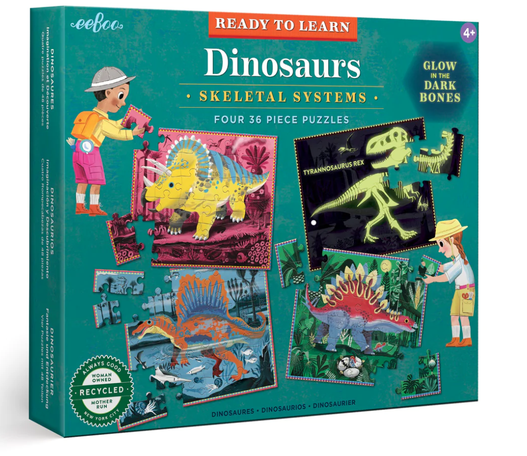 eeboo Ready to Learn 36pc Glow Dino Puzzle